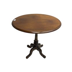Victorian mahogany occasional table, oval top raised on ring turned pedestal, cabriole quadrupod base with acanthus carved supports and scroll feet