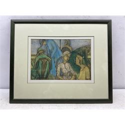 AL Nosworthy (20th century): Cafe Scene, pastel signed 22cm x 32cm
