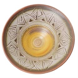 Eric and Meira Stockl of Helyg pottery, Addingham - two studio pottery bowls, larger D40cm (2)