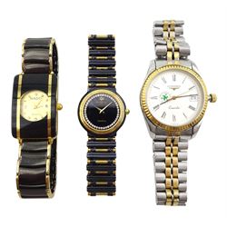 Rado ladies ceramic and gold-plated quartz wristwatch, Raymond Weil Amadeus ladies quartz wristwatch and one other Longines gentleman's stainless steel and gold-plated quartz wristwatch, Cal.  L156.4, all on original straps (3)