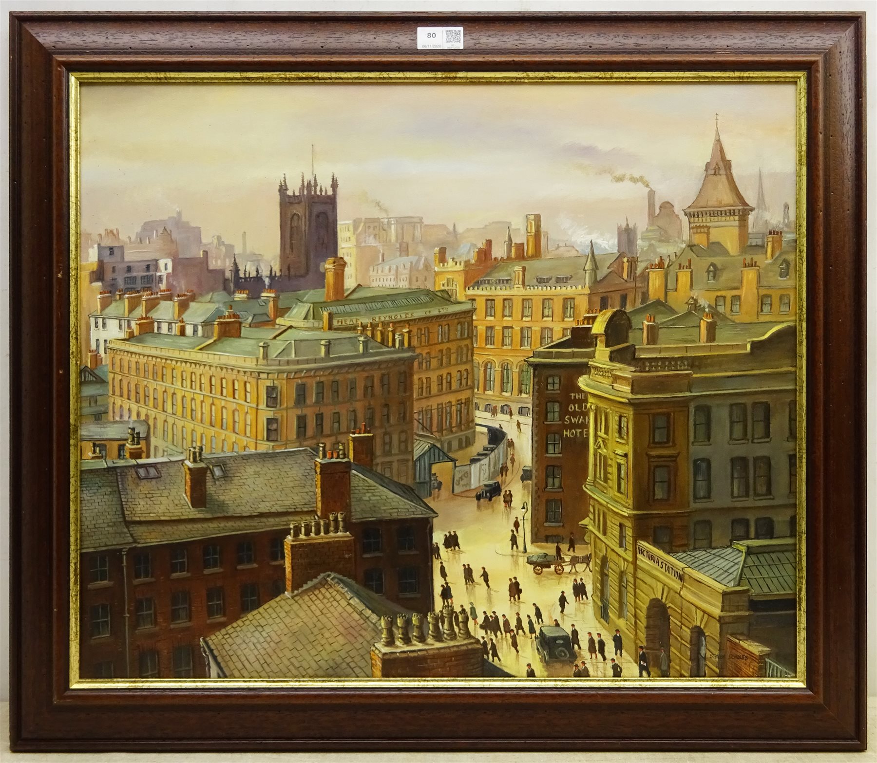 Steven Scholes (Northern British 1952-): Long Mill Gate Manchester 1938, oil on canvas signed 49.5cm x 59.5cm  

