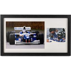 Ten signed Formula 1 photographs, comprising eight Damon Hill examples, Jenson Button and a Nigel Mansell example, nine with certificates of authenticity from Write Stuff Autographs, all framed, largest H47cm, W67cm