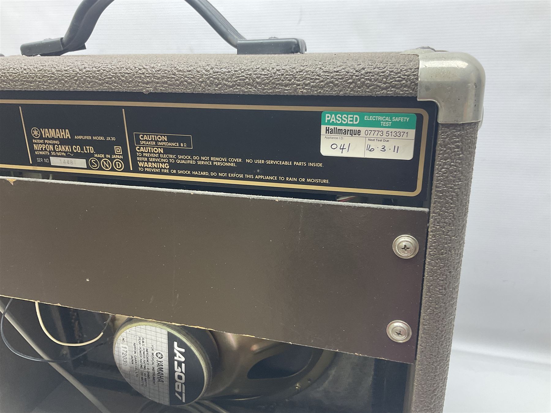 Yamaha JX30 guitar amplifier in brown case, serial no.14481; L47cm