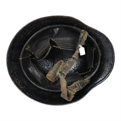WWII Third Reich German double decals M40 steel combat helmet, with leather liner and chin strap