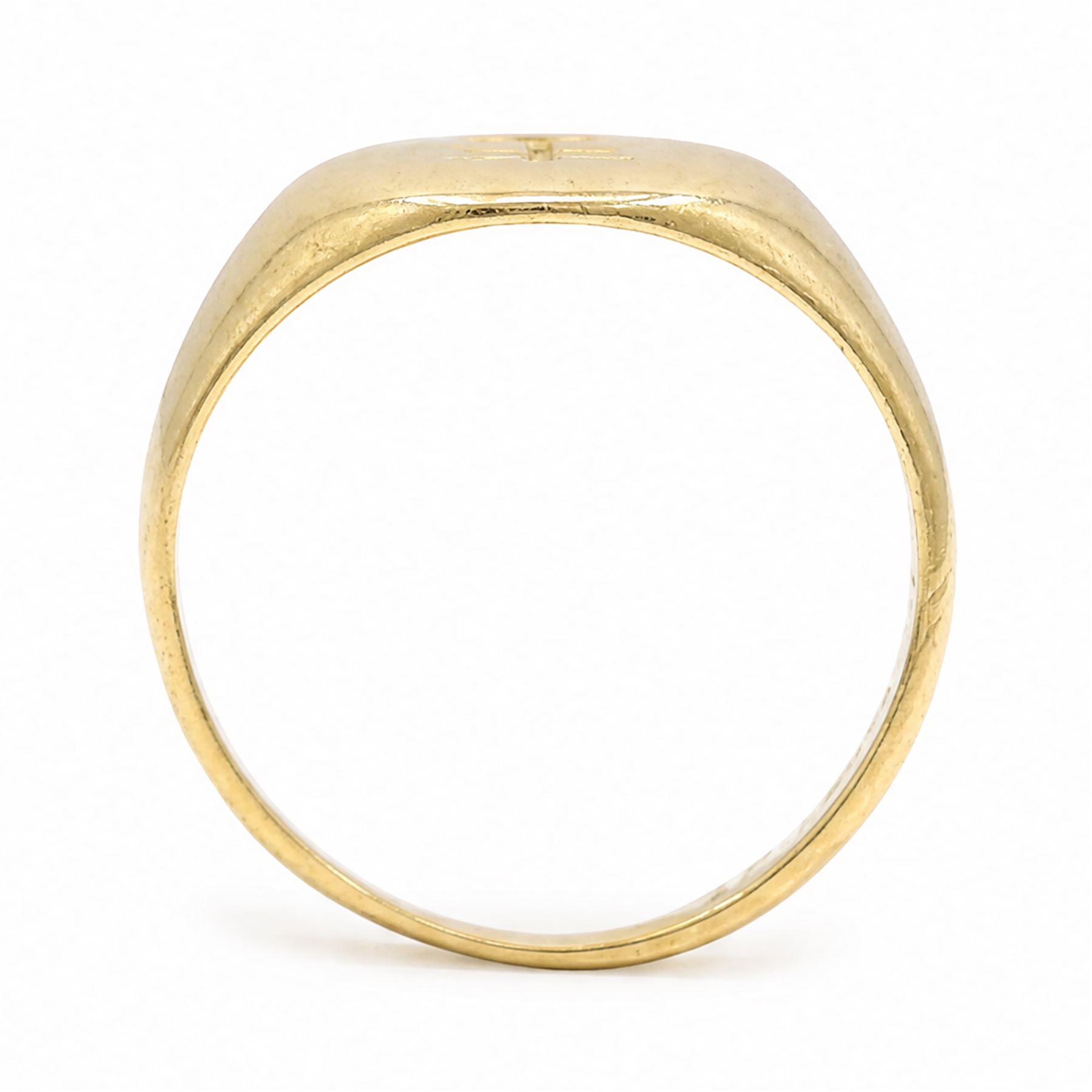 Early 20th century 18ct gold signet ring, possibly engraved with The Star of David and the Lorraine Cross, makers mark CG&S (probably Charles Green & Son)