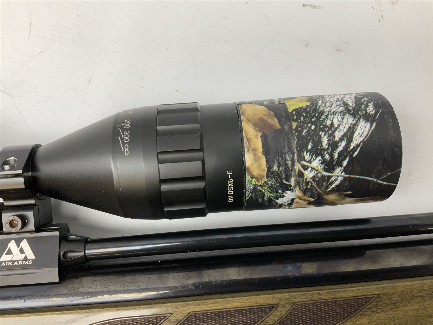 Air Arms S400F Carbine bolt-action .22 multishot air rifle, pump-up action, adjustable trigger, fitted with sound moderator and Nikko Stirling Mountmaster 3-9 x 50 telescopic sight, complete with stirrup type pump, pressure gauge etc, serial no.135456, L106cm; in gun sling