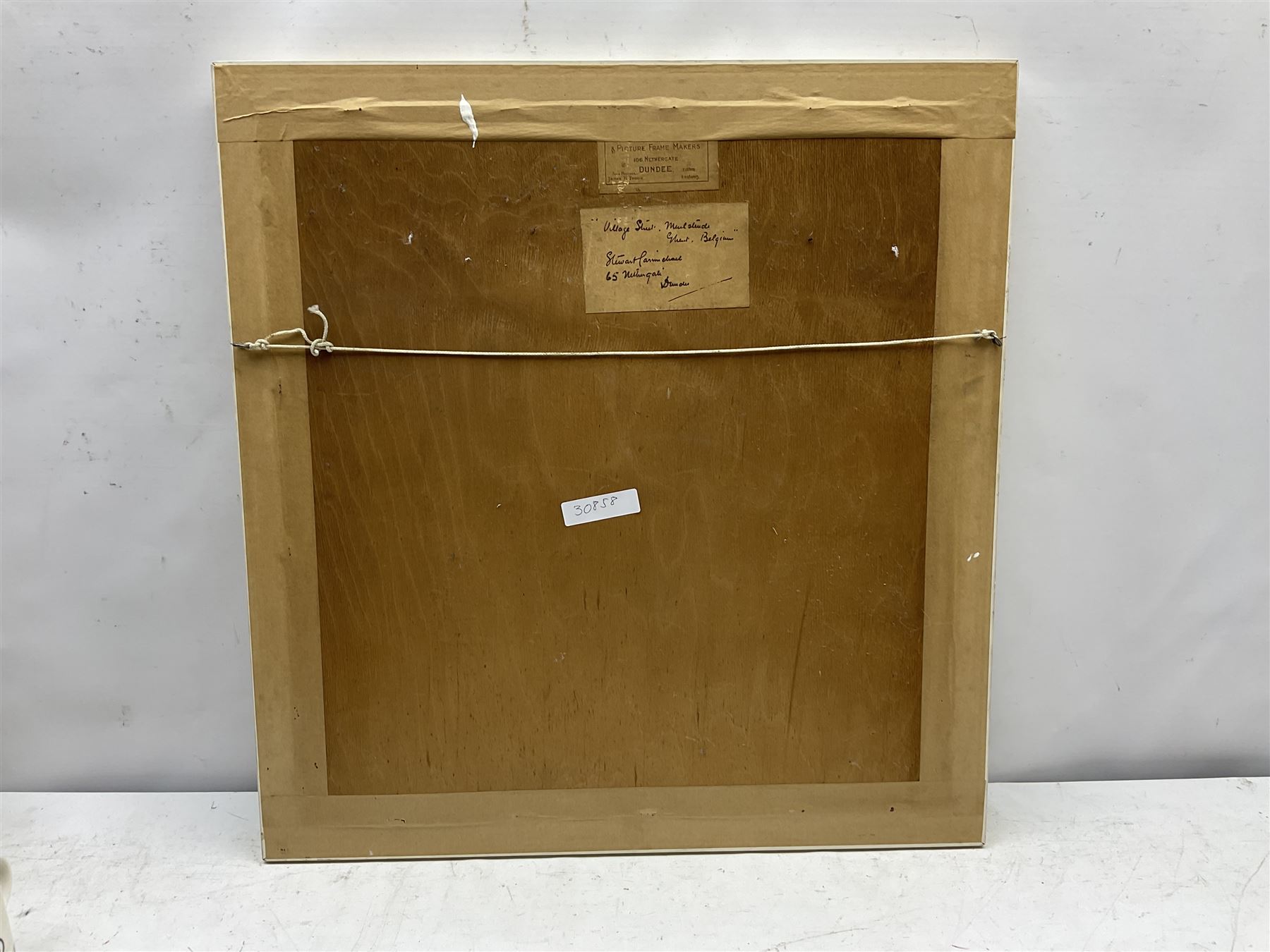 Stewart Carmichael (Scottish 1869-1950): Village Nun in Ghent Belgium, watercolour signed and dated, labelled verso 37cm x 37cm