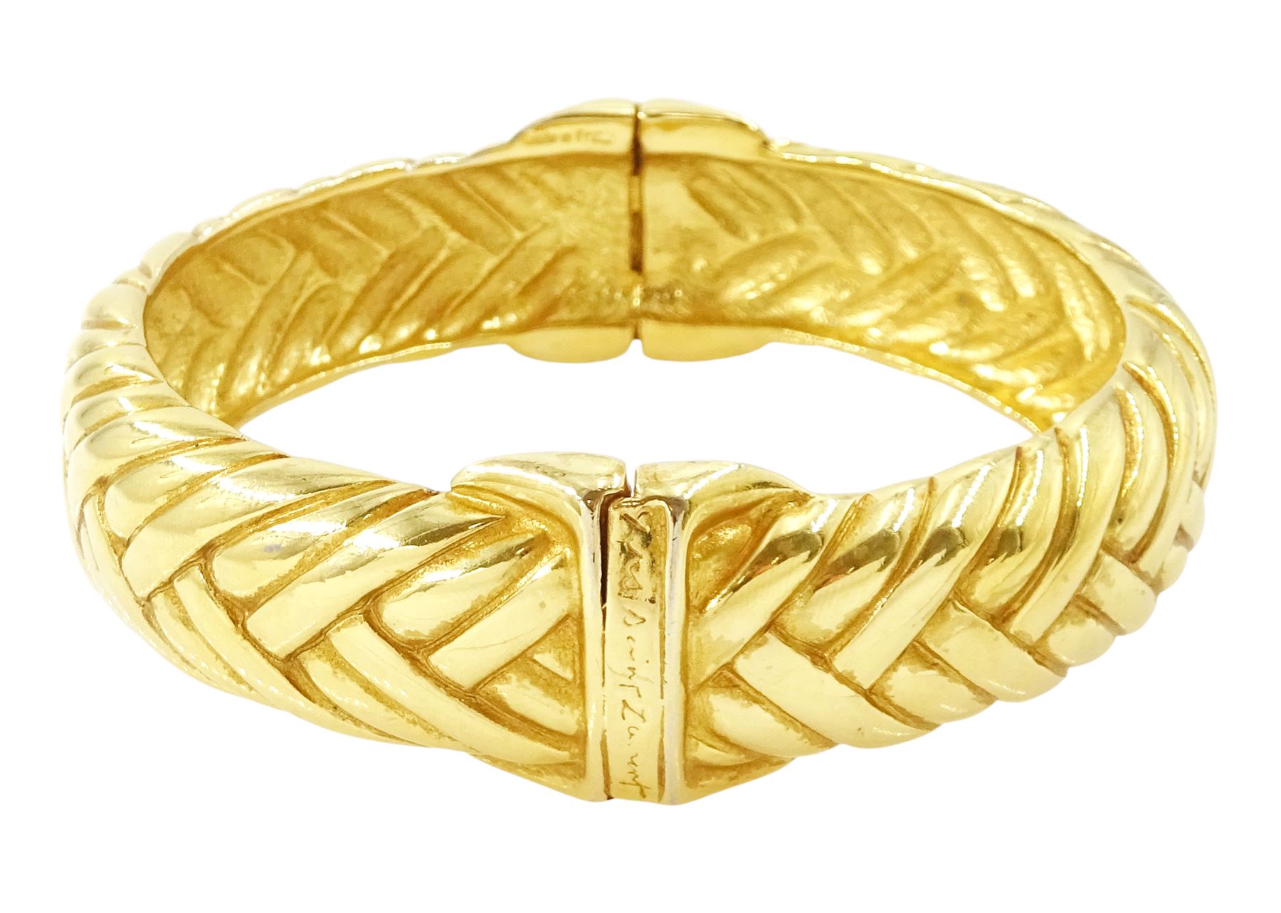Yves Saint Laurent gilt metal 'quilted' bangle