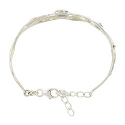Silver opal openwork bracelet, stamped 925