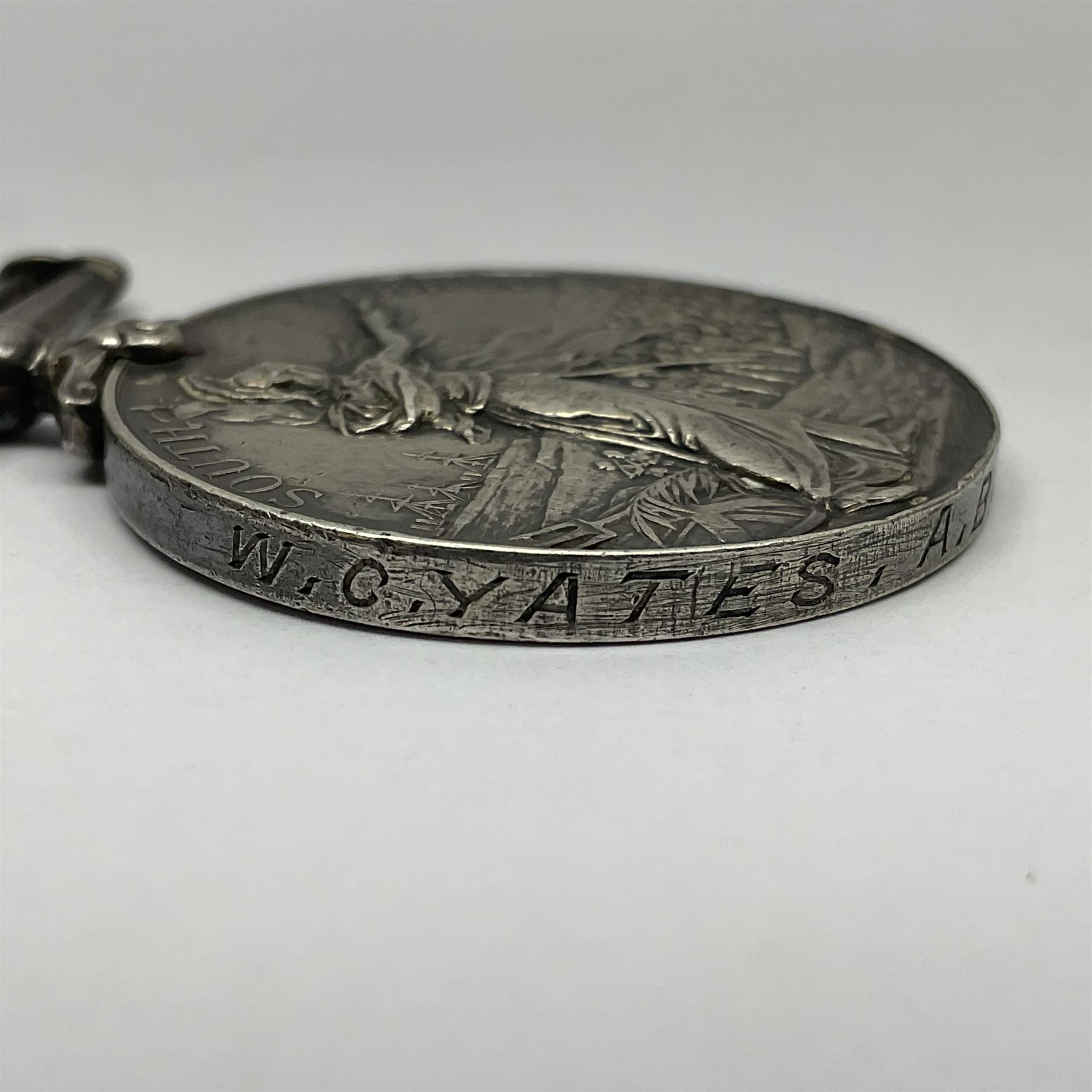 Victoria Queens South Africa medal awarded to W.C. Yates A.B. 200655 H.M.S. Syble