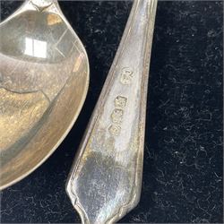 Set of six silver teaspoons, hallmarked, together with silver plated teaspoons and dish