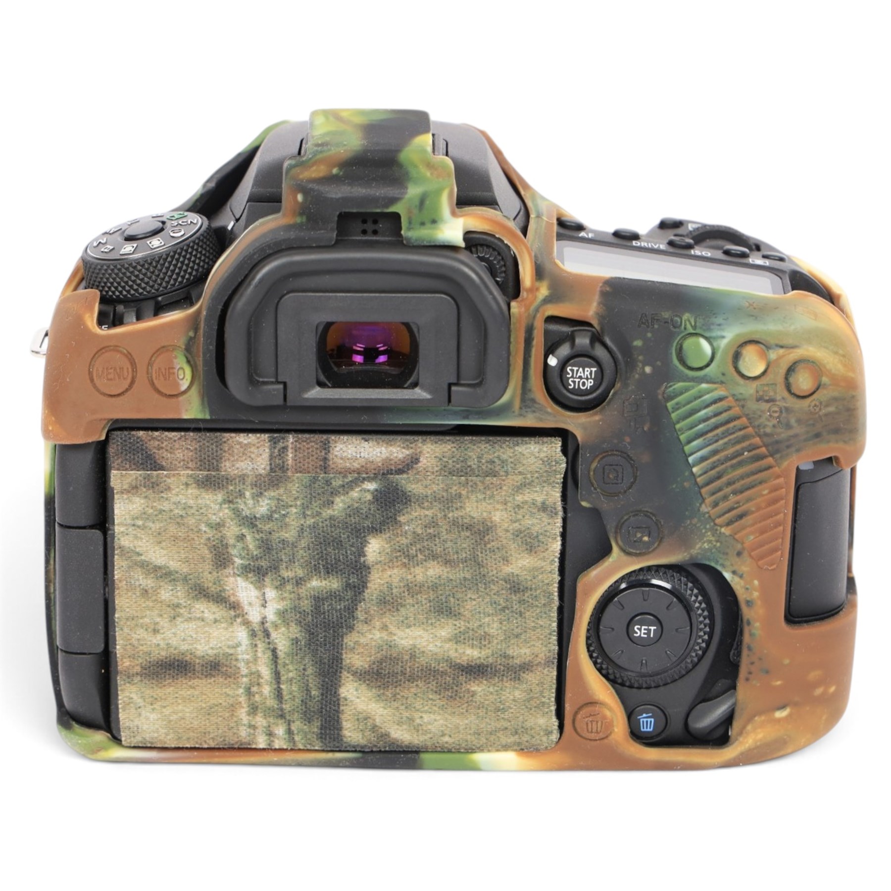 Canon EOS 90D DSLR camera body serial no. 064051002694, in a silicon camouflage case, with a Canon EF-S 17-85mm 1:4-5.6 Image Stabilising Ultrasonic zoom lens serial no. 4512926109, Canon Extender EF 1.4 x III and other accessories including Lowepro carry case, Visionary clamp, Canon Speedlite 430 EXII, Ultimaxx Grip Stabiliser, Newell Dual Battery Charger, Very100 sight, Olympus OM-D EE-1 dot sight, various filters, etc