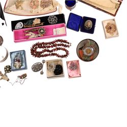 Three silver thimbles, silver jewellery including buckle bangle, charm bracelet, continental 800 pocket watch, pendant, brooch, etc, together with a collection of costume jewellery