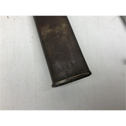 Austrian Model 1895 carbine NCO's knife bayonet with 25cm fullered steel blade; in steel scabbard with webbing frog L39cm overall; and Spanish Model 1941 Bolo bayonet with 25cm fullered steel blade No.6412D; in steel scabbard (2)