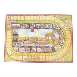 1930s Chad Valley Dunlopillo board game, with board, metal racing car counters, card counters and spinner, in original box