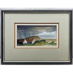 Ian Scott Massie (British 1952-): Rain on the Moors, watercolour signed 12cm x 24cm 