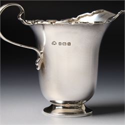 Silver sugar bowl and matching cream jug with crimped rims Birmingham 1938 Maker Adie Bros.