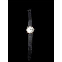 Rotary gentleman's 9ct gold manual wind presentation wristwatch, hallmarked, on black leather strap