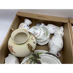 Royal Worcester miniature loving cup, Royal Doulton Wendy figure HN 2109, Lladro dish, two Giuseppe Armani figures, Staffordshire style figural vase, Crown Devon Fieldings blush ivory ewers and twin handled vases, Villeroy & Boch, Royal Doulton, Carlton Ware, Masons ironstone, other ceramics, teawares etc in four boxes