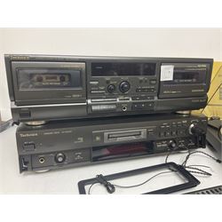 Hi-Fi equipment including Technics turntable SL-BD22D, Stereo Integrated Amplifier SU-A700MK3, Compact Disk Player SL-BD22D, with pair of Castle yew wood cased speakers