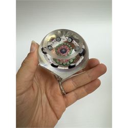 Glass Millefiori paperweight of hexagonal faceted form, H5cm
