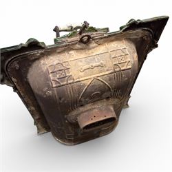 Art Nouveau French green enamelled cast iron stove by Deville & Cie