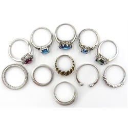  Collection of silver stone set rings, stamped 925 and one other (11)  