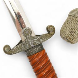 German Third Reich army dagger by Robert Klaas, Solingen with celluloid grip and bullion knot in scabbard