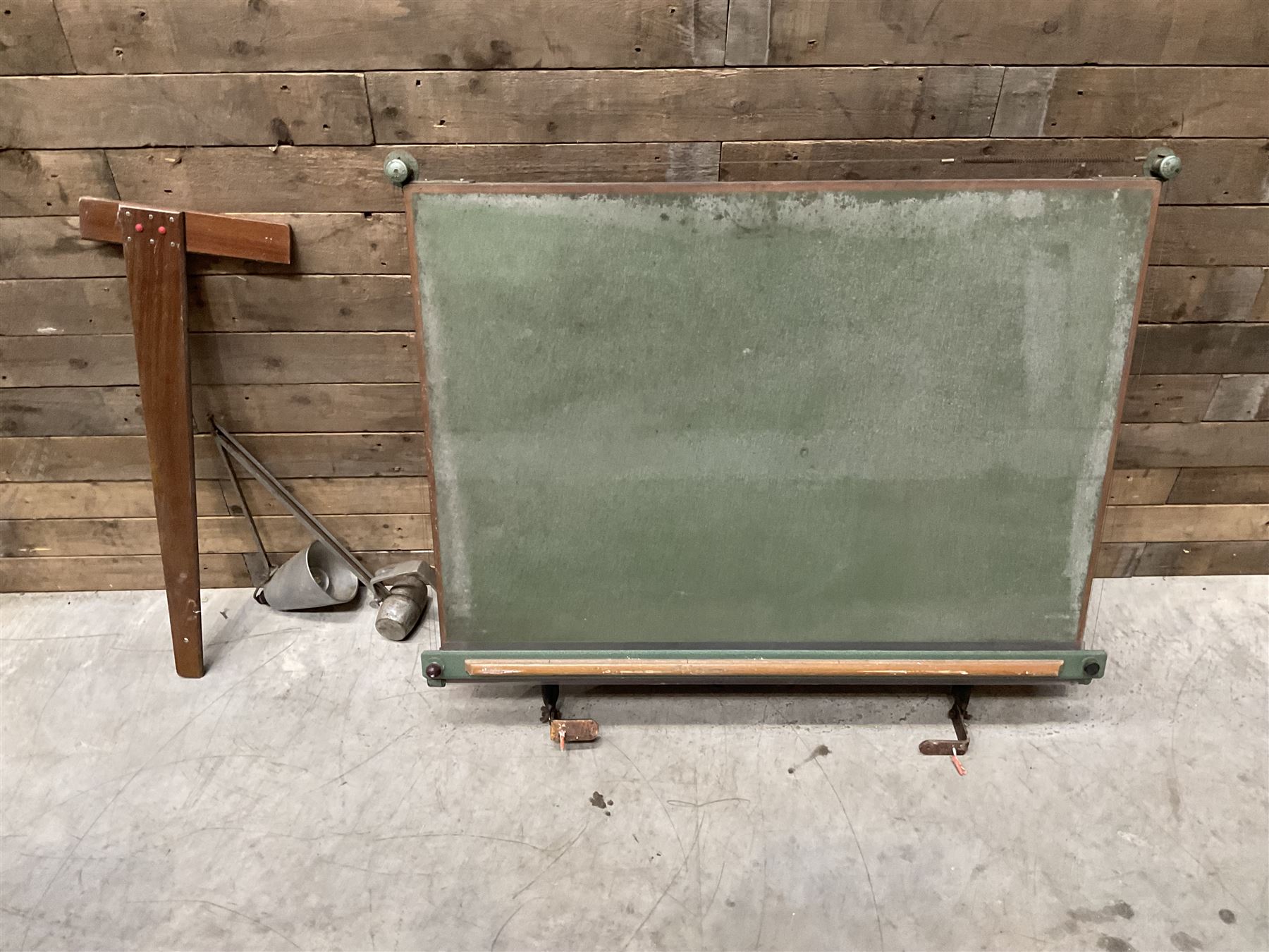 Angula - mid-20th century wall mounted adjustable draughtsmans  architect's drawing board, with lamp and set square