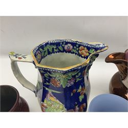 Franz jug, together with three lustre jugs, Wedgwood Jasperware vase and two others 