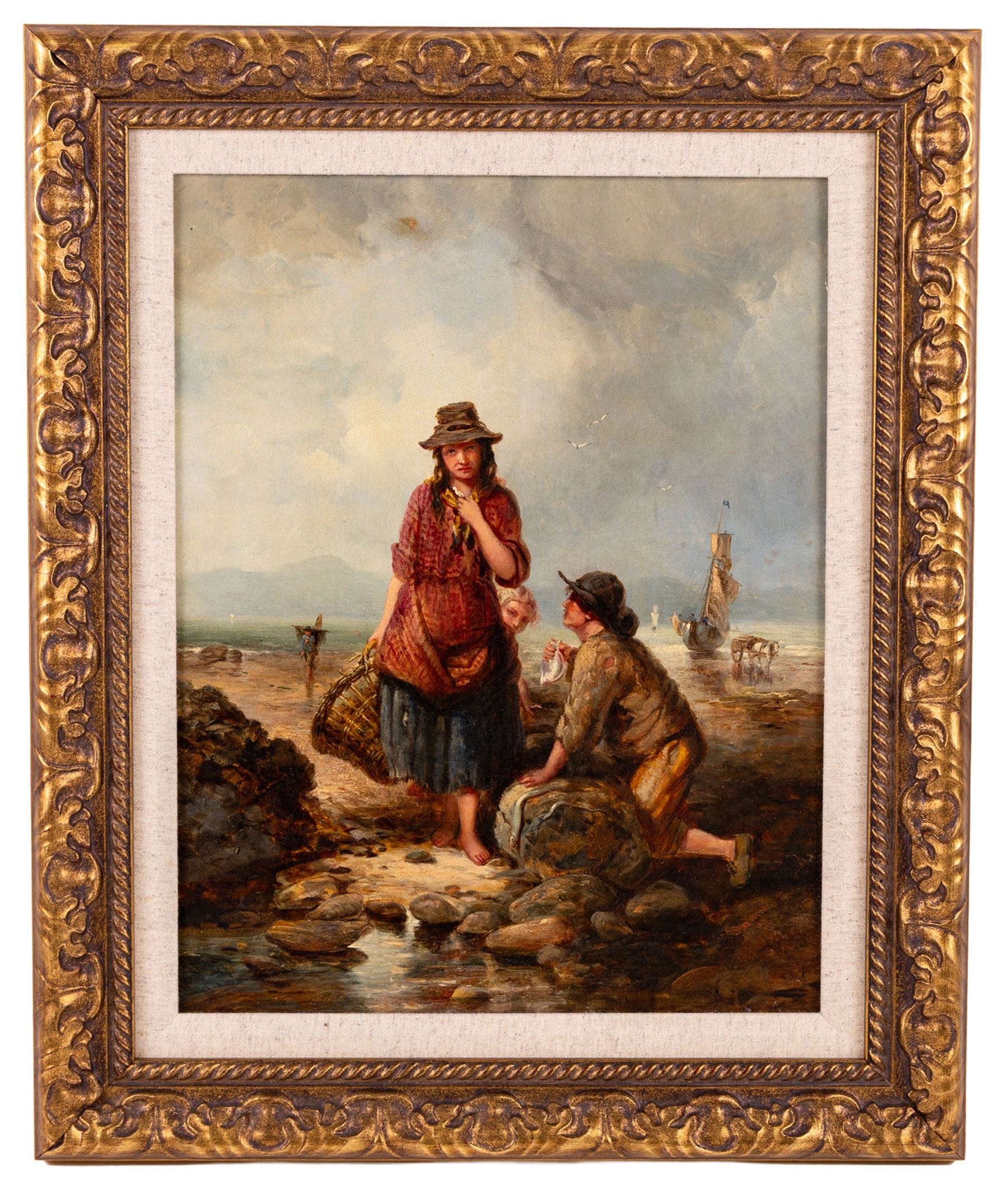 Sherborne (British mid 19th century): The Fishergirl, oil on canvas signed and dated '58, 44cm x 34cm