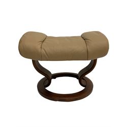 Ekornes Stressless Cream Leather Reclining Chair with Matching Footstool