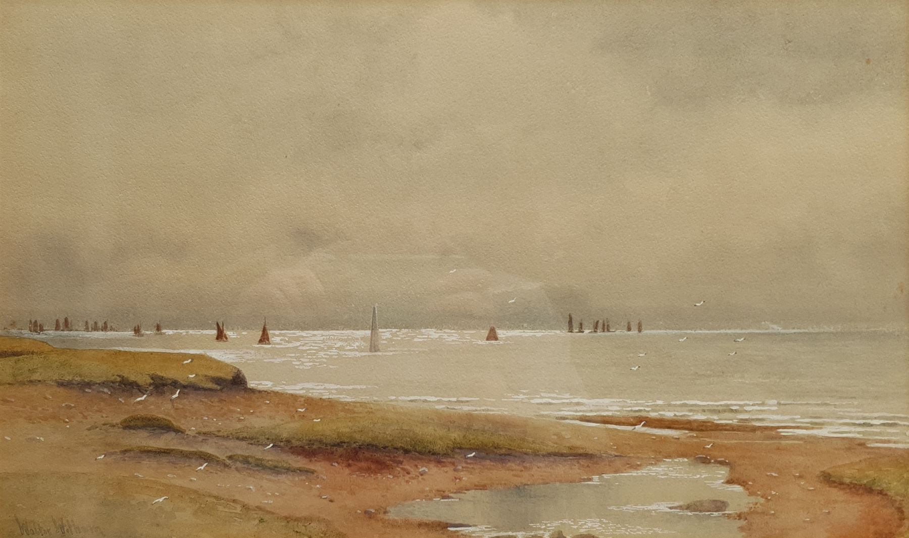 Walter Witham (British exh.1894-1896): Coastal Landscapes, set three watercolours heightened in white signed 29cm x 48cm (3)