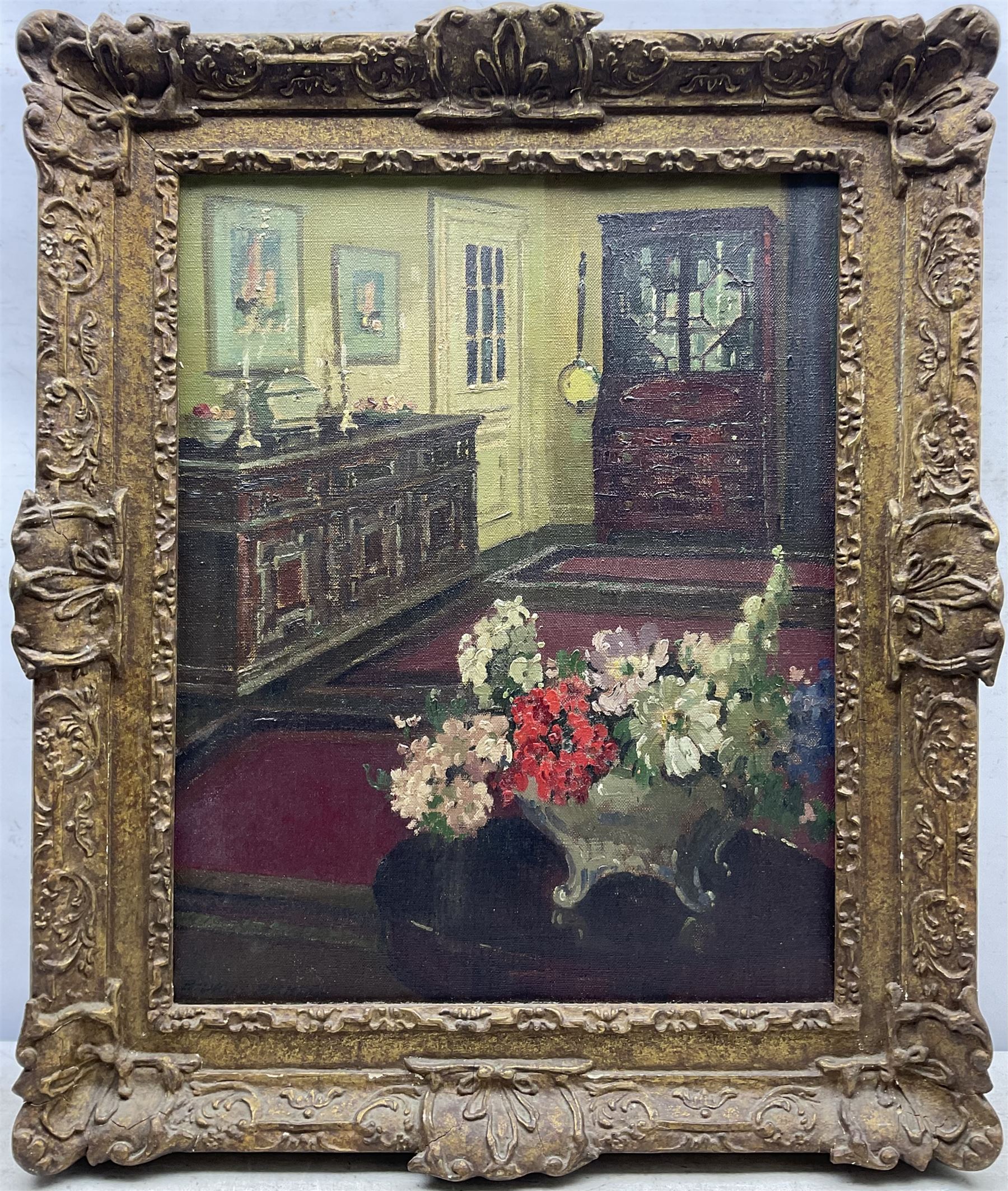 Herbert Davis Richter (British 1874-1955): Flowers in an Interior, oil on canvas signed 50cm x 40cm