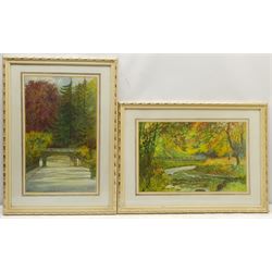 Nathan Stanley Brown (British 1890-1980): 'Bridge at Hackness' and 'Forge Valley at Autumn', pair watercolours signed max 27cm x 42cm (2)