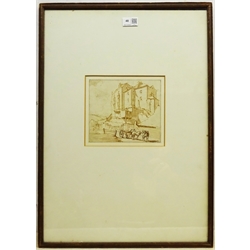 R J Wee (Sottish 19th century): Study of Town Houses, monochrome wash indistinctly signed 16cm x 18cm
Provenance: with Aitken Dott Edinburgh, exhibition label verso