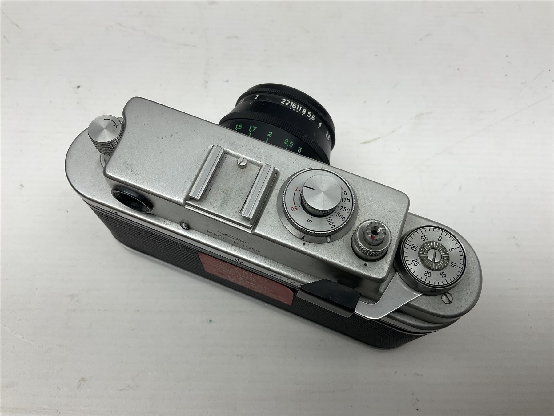 Zorki-4K camera body, serial no 74334713 with 'Jupiter-8 2/50' lens serial no 7454365, Zorki-4 camera body serial no 71012418 with 'Jupiter-8 2/50' lens serial no 0174594, and three other cameras 
