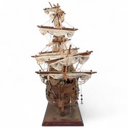 Wooden scale model of HMS Victory, upon a wooden stand with name plaque, H72cm L92cm