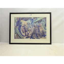  Richard Edward Clarke (British 1878-1954): 'The Party', watercolour signed 35cm x 52cm Notes: Clarke born in Scarborough studied under Albert Strange at the Art School where later he became acting Headmaster, also teaching at Pickering Grammer School   DDS - Artist's resale rights may apply to this lot    