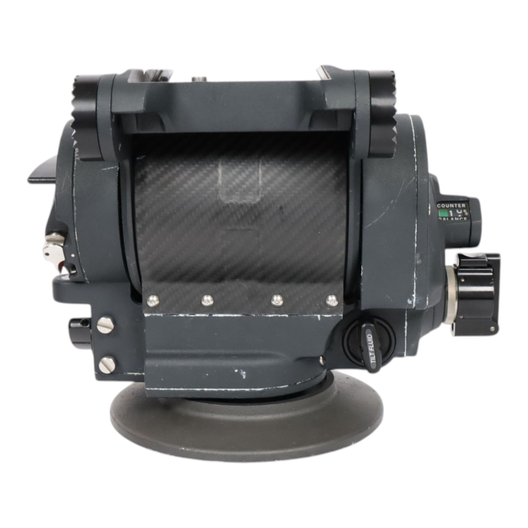 O'Connor 2560 Fluid Head serial no. C1260-2003, with accessories to include pan handle, MOY/Mitchell base plate and tie-down, 150mm bowl adapter and tie-down, quick release base plate and Arri 300mm bottom plate, in custom cut flight case 