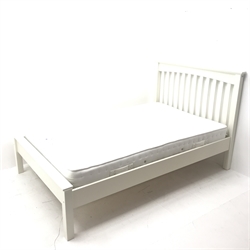 Cream finish 4' small double bedstead with mattress, W133, W113cm, L205cm