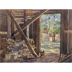 Alice E Brown (Nottingham exh.1892): 'Through the Woodshed Door at North Place', watercolour signed, titled verso 22cm x 30cm 
Provenance: with McTague of Harrogate