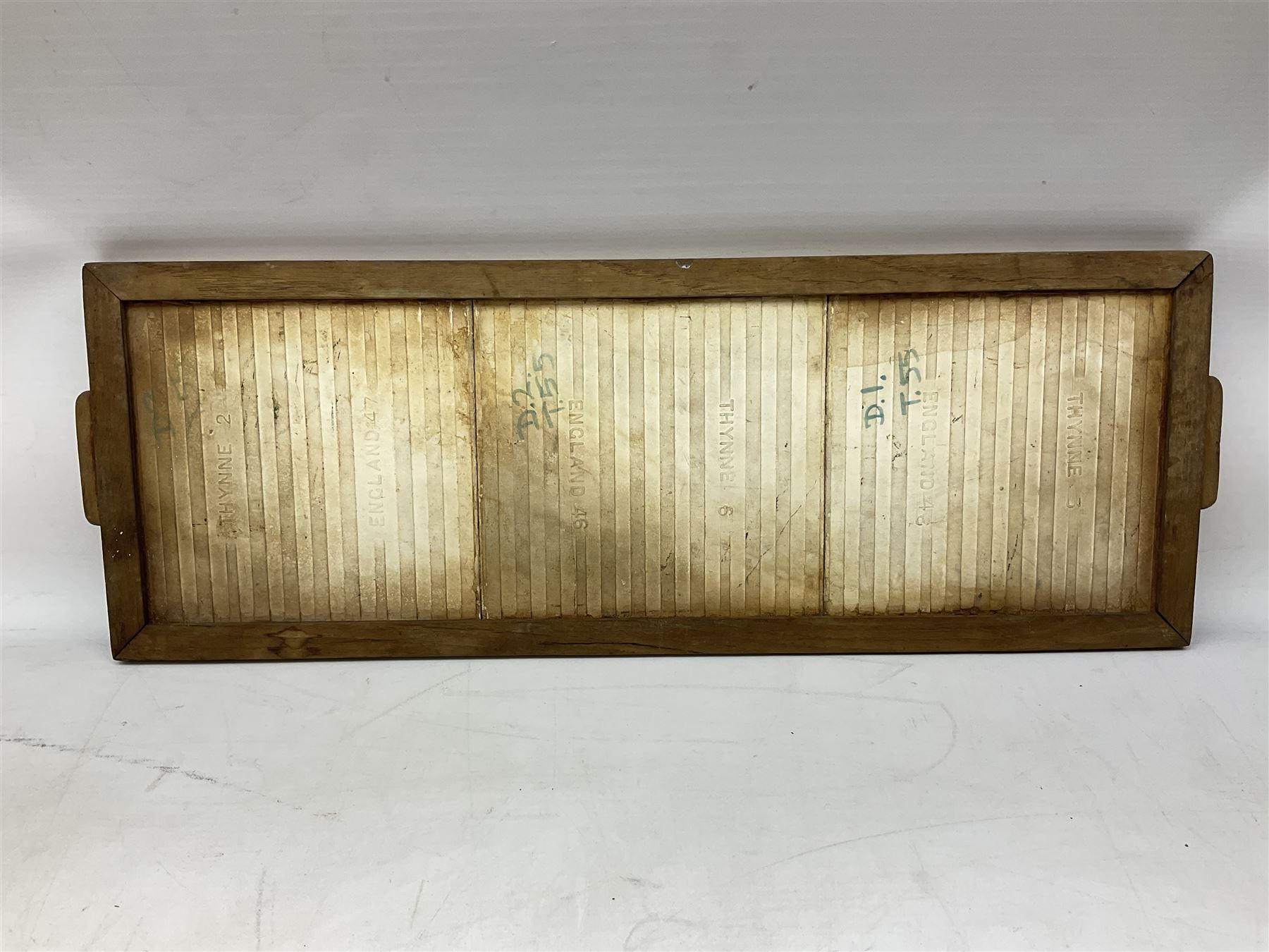 Packard and Ord tile tray hand painted with a hunting scene and a wooden frame, H17cm L48cm