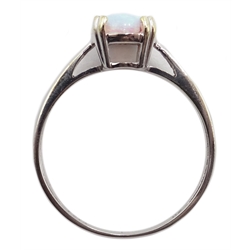  9ct white gold opal ring stamped 375  