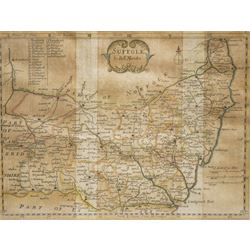 Richard Blome (British 1635-1705): 'A Mapp of the County of Leicester with its Hundreds', 18th century map with hand-colouring pub. c.1673; 
Robert Morden (British c.1650-1703): 'Northamptonshire' and Suffolk', two 17th/18th century engraved maps with hand-colouring together one other similar max 36cm x 42cm (4)