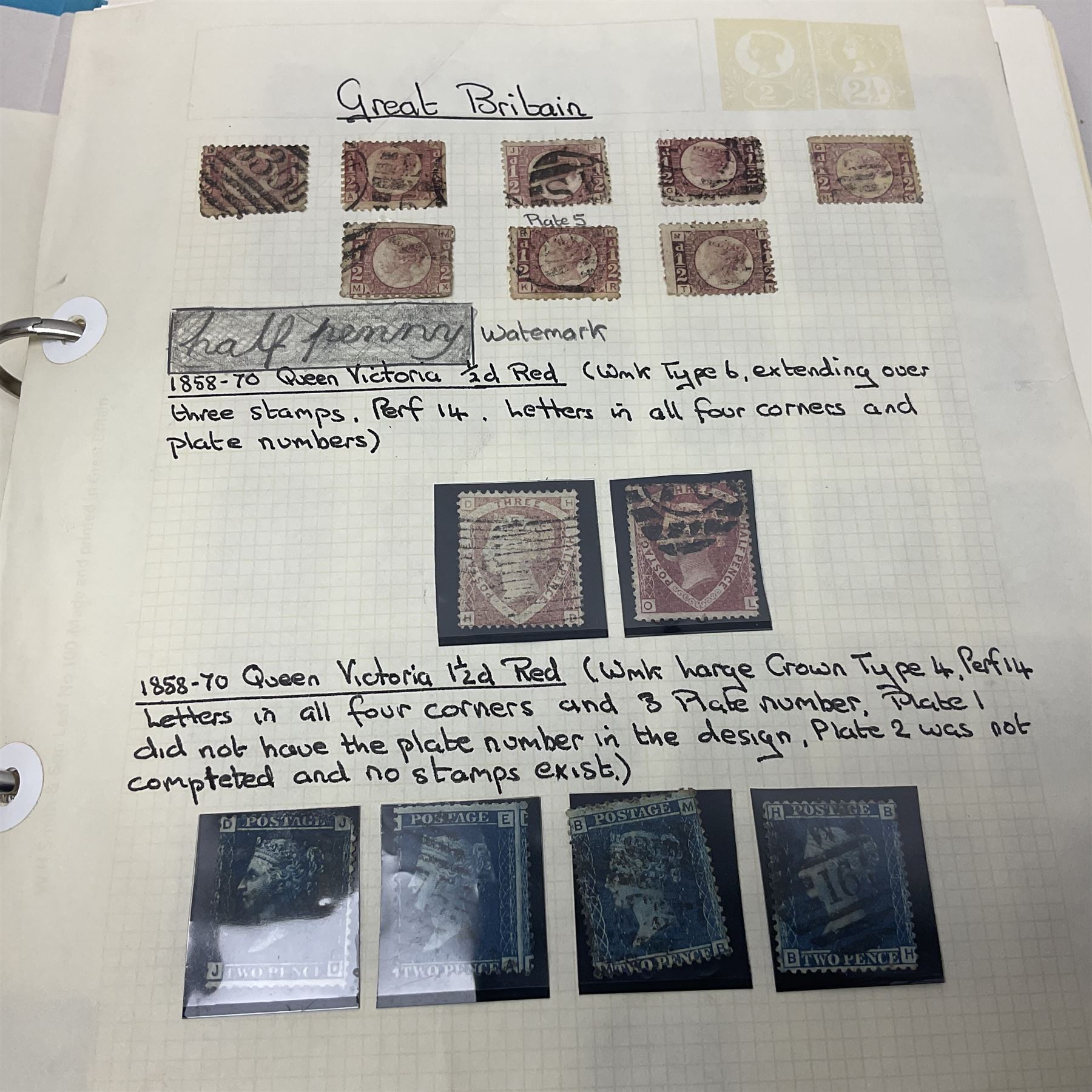 Great British Queen Victoria and later stamps, including imperf penny reds, perf penny reds, half penny 'bantams', small number of stamps on pieces or covers, one penny lilacs with block and pairs, 1883-84 two shillings sixpence, five shillings and ten shillings, various King Edward VII issues,  King George V seahorses etc