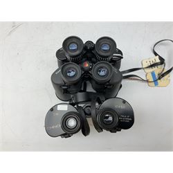 Eleven cased pairs of binoculars to include Summit 8x30,  Concord 8x40, Tasco no. 106 8x - 16x40, Chinon 10x50, Tokina 7x42 Field, Zoom 6x- 12x32 etc