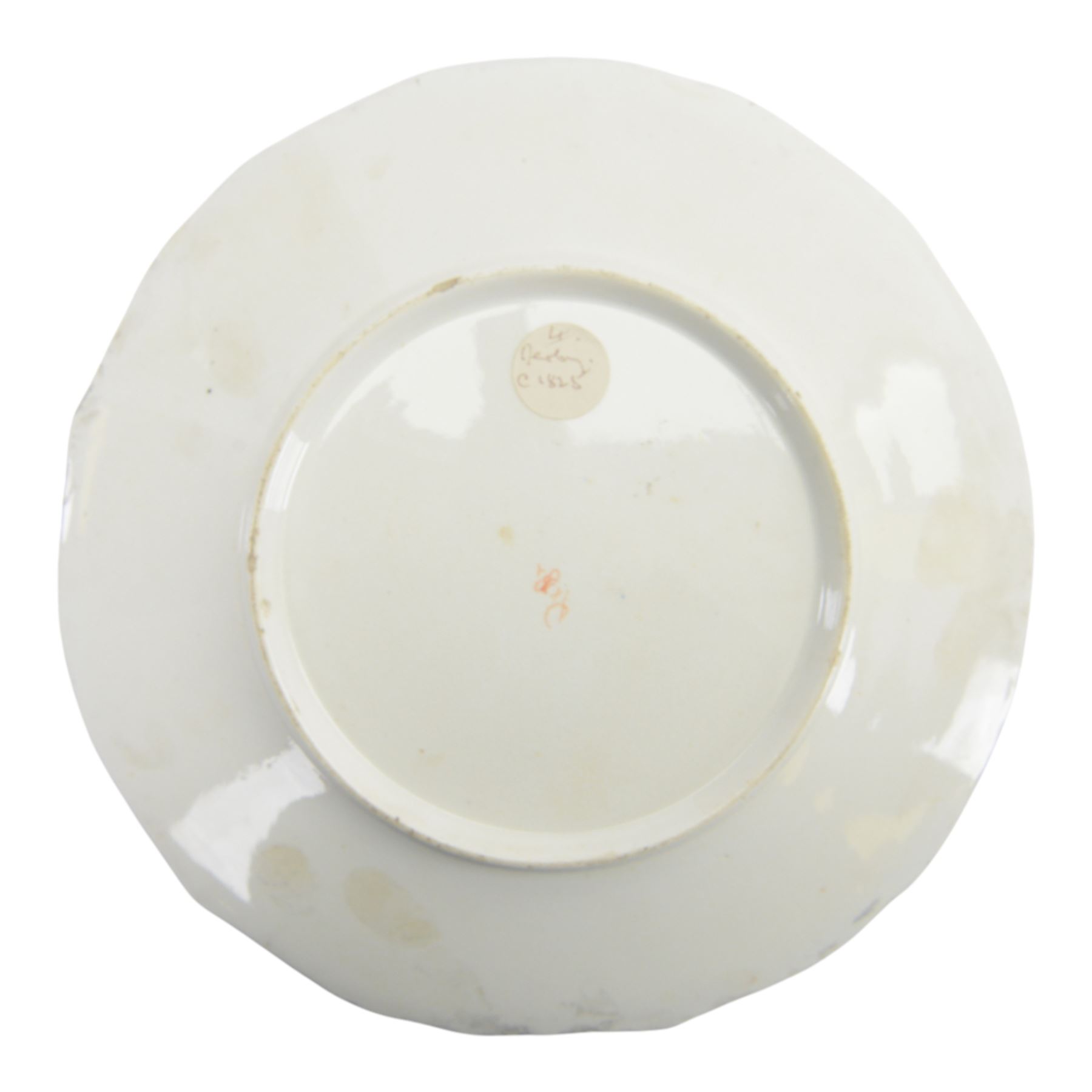 Collection of 19th century porcelain dessert wares, comprising Bloor Derby dish, circa 1825, Spode Felspar shaped oval dish, circa 1820, Ridgeway shaped oval footed dish with twin handles, circa 1840, Ridgeway dish, circa 1820, and tazza and dish, probably Minton, pattern 4810, each decorated in various patterns with floral sprays against dark blue grounds and heightened with gilt