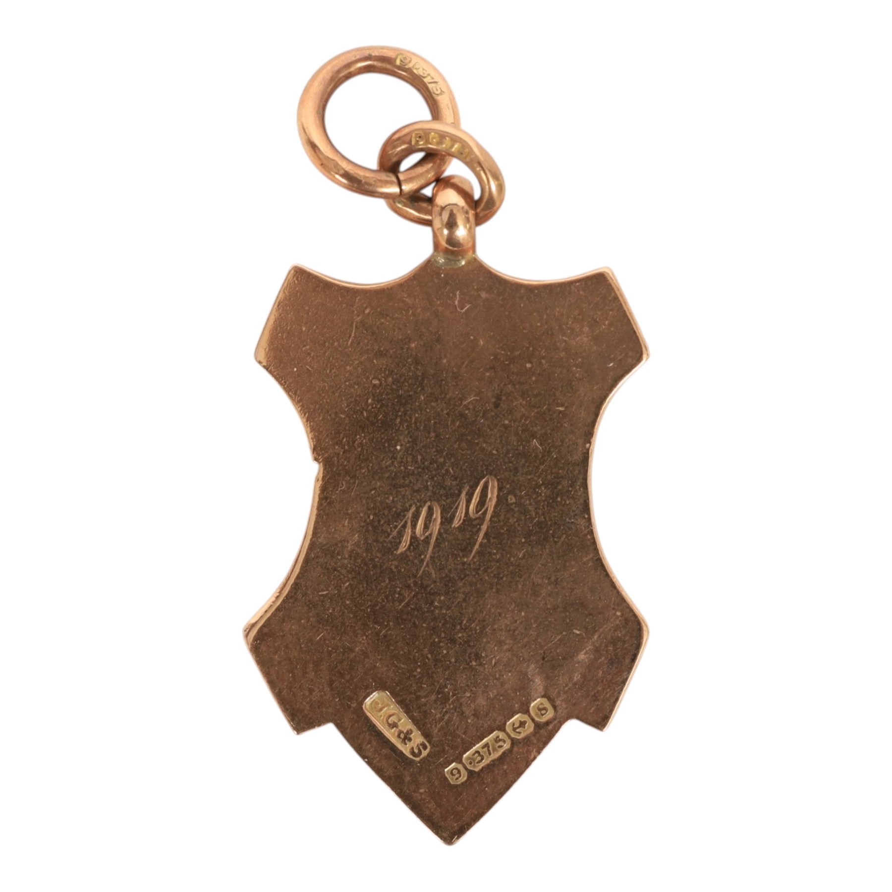 Early 20th century 9ct rose gold fob medallion, Birmingham 1917