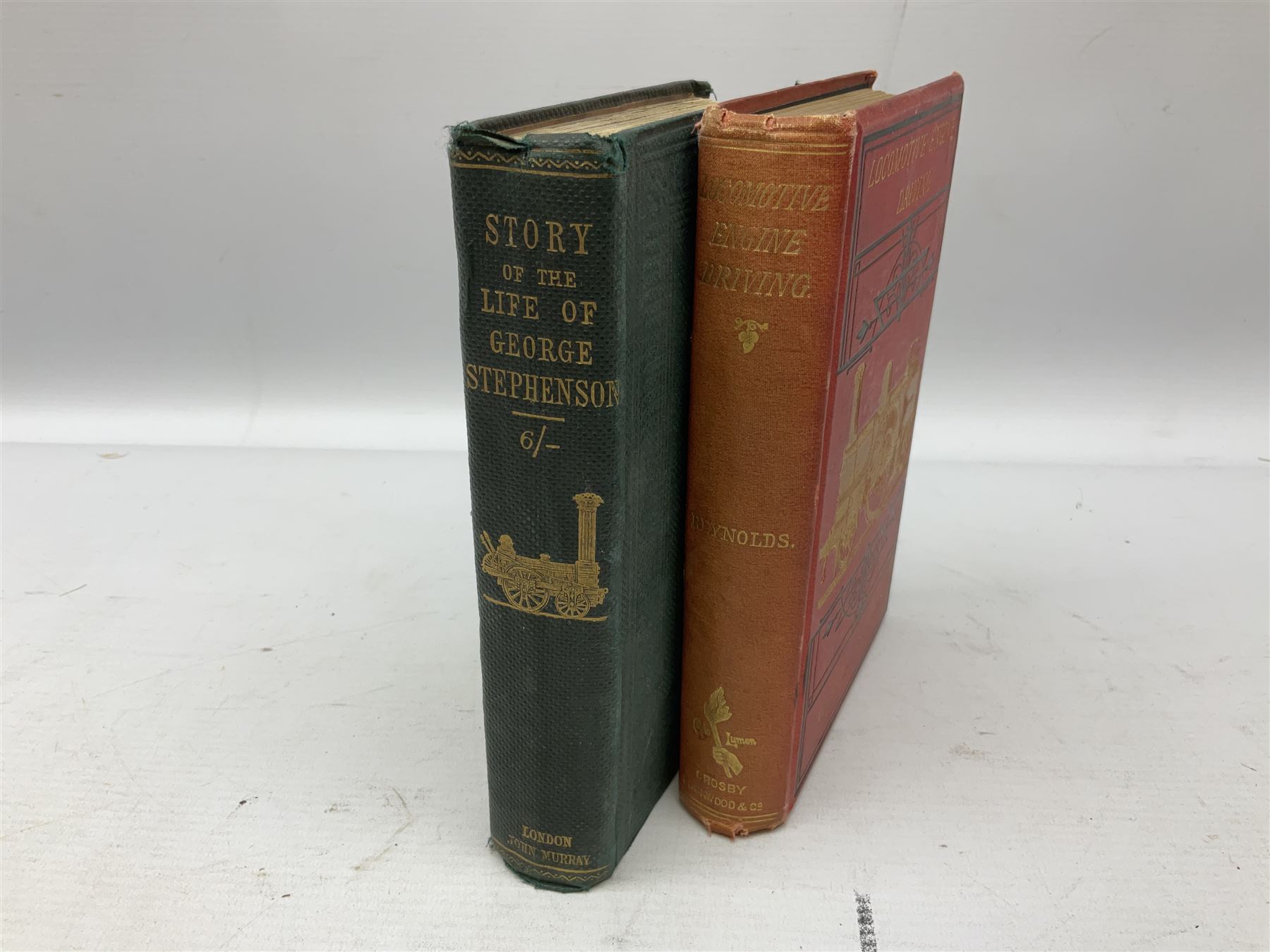 Smiles, S; 'The Story of the Life of George Stephenson' pub John Murray 1859 & Reynolds M 'Locomotive engine Driving' pub Crosby Lockwood 1880, both gilt, 2 volumes